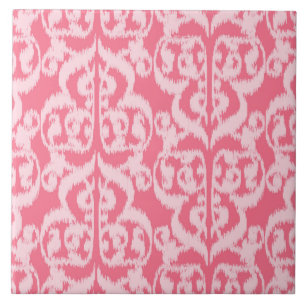 Ikat Moorish Damask - tons de coral rosa