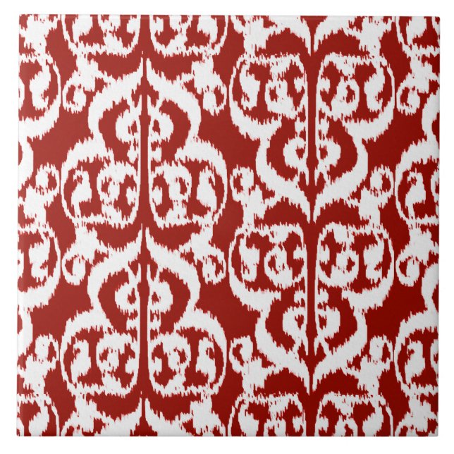 Ikat Moorish Damask - vermelho-escuro e branco (Frente)