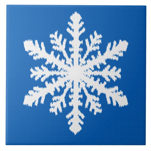 Ikat Snowflake 1 de 4 - Azul cobalto e branco (Frente)