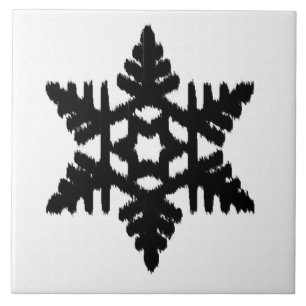 Ikat Snowflake - Branco e preto
