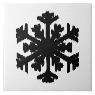 Ikat Snowflake - Branco e preto