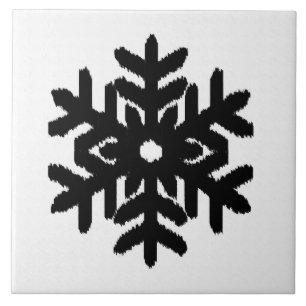 Ikat Snowflake - Branco e preto