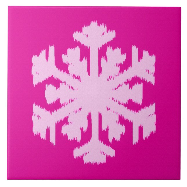 Ikat Snowflake - Fuchsia e rosa-gelo (Frente)