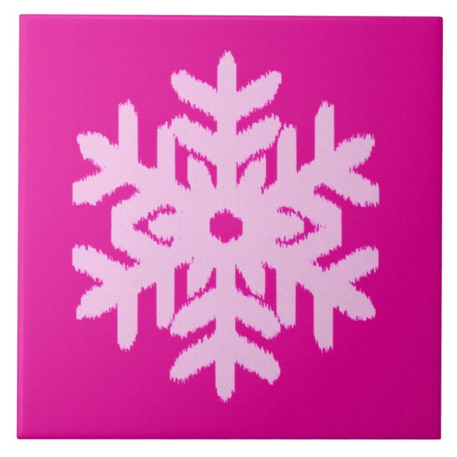 Ikat Snowflake - Fuchsia e rosa-gelo (Frente)