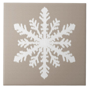 Ikat Snowflake - Taupe bronzeado e branco