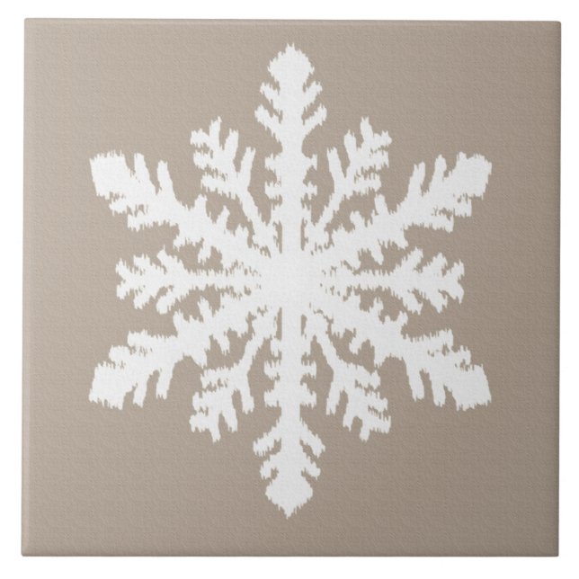 Ikat Snowflake - Taupe bronzeado e branco (Frente)