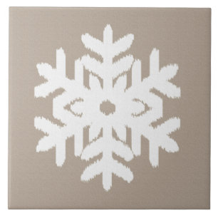 Ikat Snowflake - Taupe bronzeado e branco