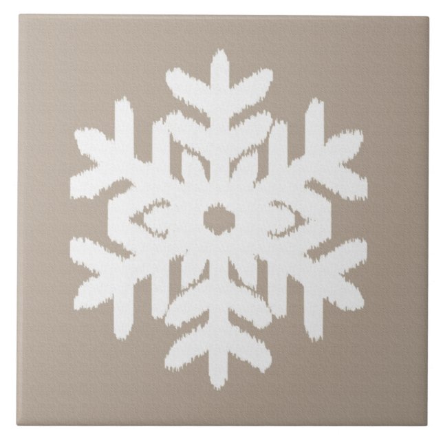 Ikat Snowflake - Taupe bronzeado e branco (Frente)