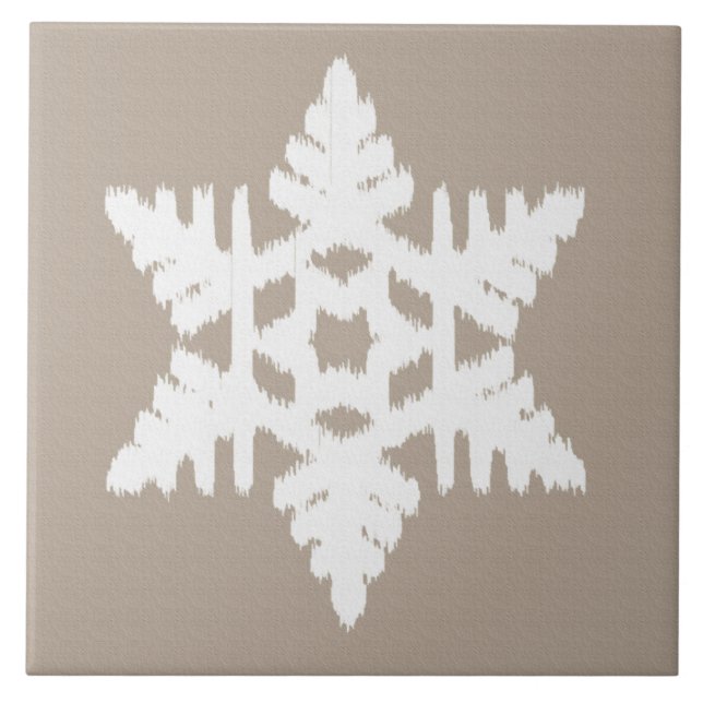 Ikat Snowflake - Taupe bronzeado e branco (Frente)