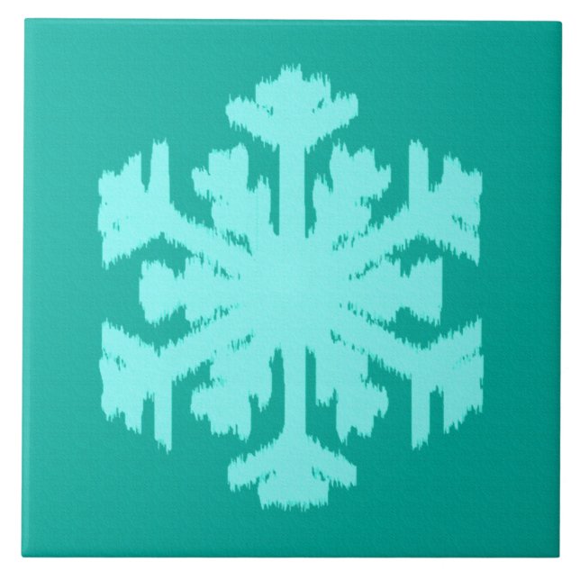 Ikat Snowflake - Turquesa e aqua (Frente)