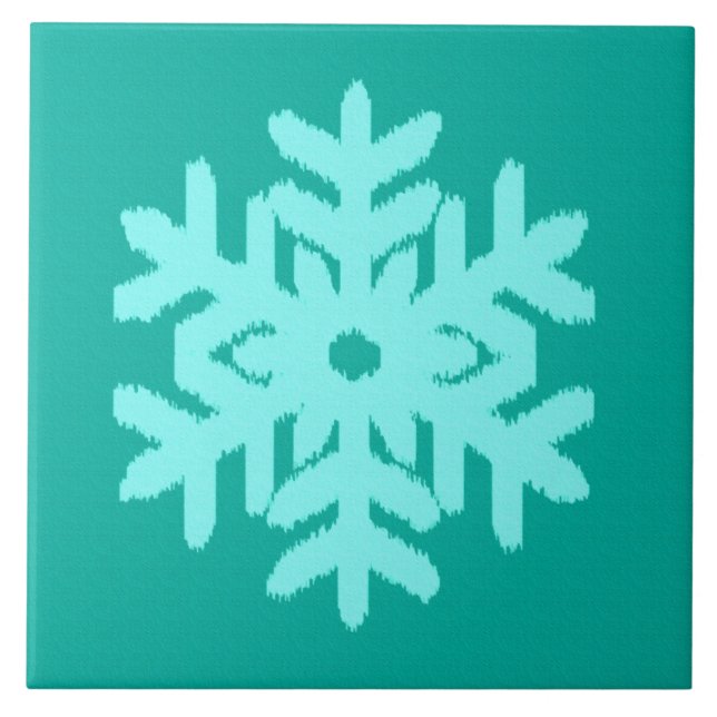 Ikat Snowflake - Turquesa e aqua (Frente)