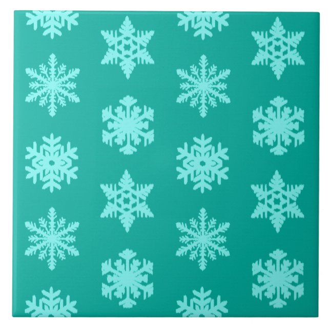 Ikat Snowflakes - Turquesa e aqua (Frente)