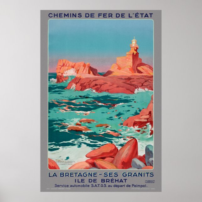Ile de Bréhat França Poster vintage 1930 (Frente)