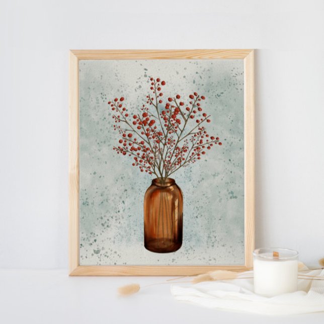 Ilex Berries em A Vase Poster (Criador carregado)