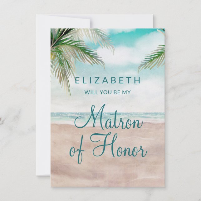 Ilha Breeze Beach Matron of Honor Proposta Card (Frente)