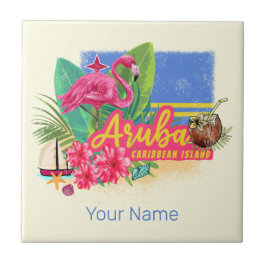 Ilha Caribe Aruba com Flamingo Vintage