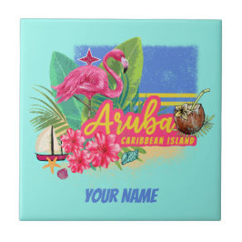 Ilha Caribe Aruba com Flamingo Vintage