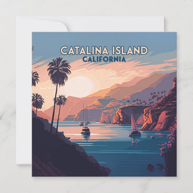 Ilha Catalina California Boats Sunset Retro (Frente)