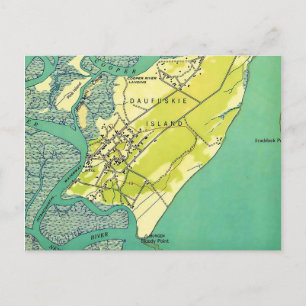 Ilha Daufuskie SC Mapa Cartão Postal