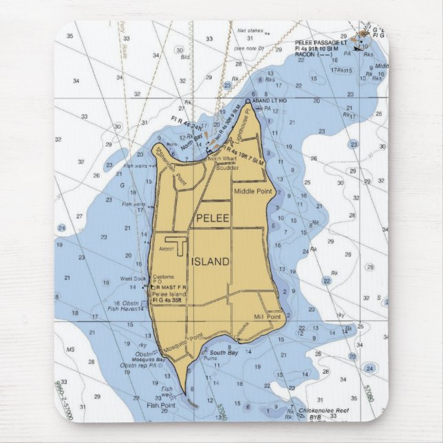 Ilha de Pelee, carta náutica Mousepad de Ontário (Frente)