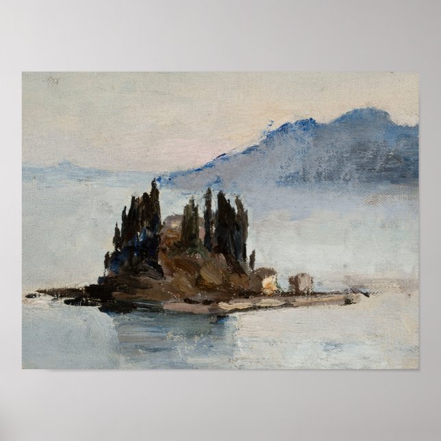 Ilha de pinheiros em impressão artística de paisag (Frente)