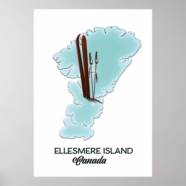 Ilha Ellesmere Canadá mapa pôster (Frente)