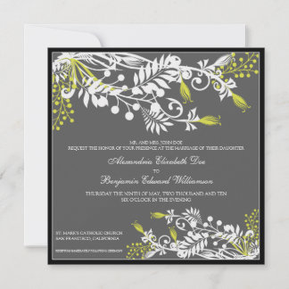 Ilha Floral (azeitona) Convite para Casamento Eleg