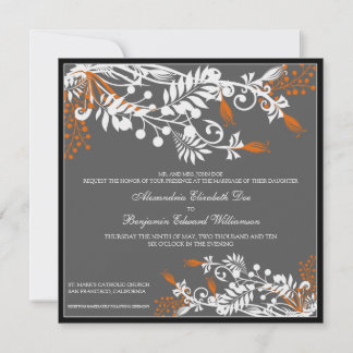 Ilha Floral (coral) Convite para Casamento Elegant