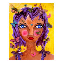 Ilha Girl com borboletas Poster