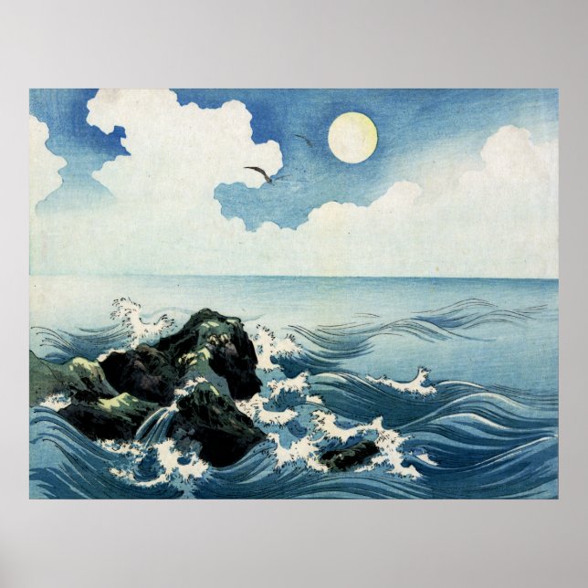 Ilha Kojima, Grande Onda. Impressão de Woodblock J (Frente)
