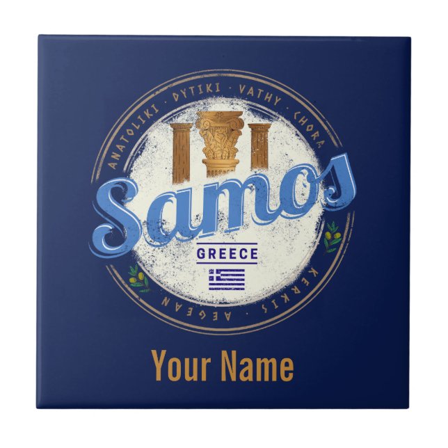 Ilha Samos em férias de colheita retrô-Grécia (Frente)