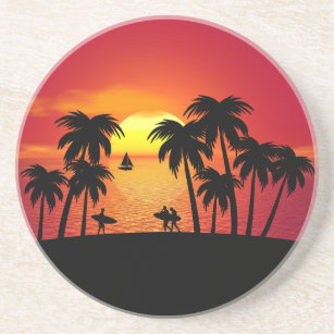 Ilha Tropical de Sunset Sandstone Porta copos