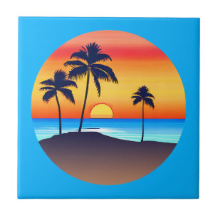 Ilha Tropical no Sunset com Palm Trees