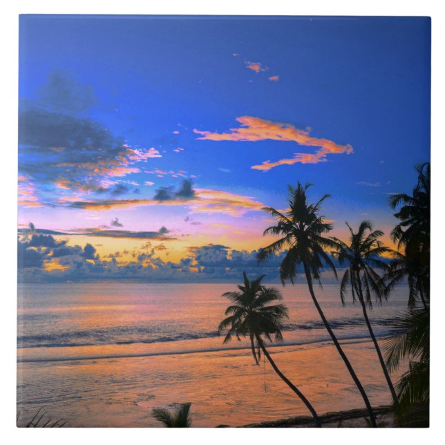 Ilha Tropical Palm Tree Exotic Beach Sunset (Frente)
