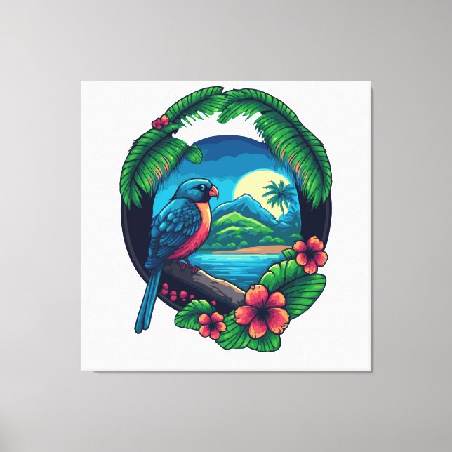 Ilha Tropical Palms Beach Viagem Retro Canvas (Frente)