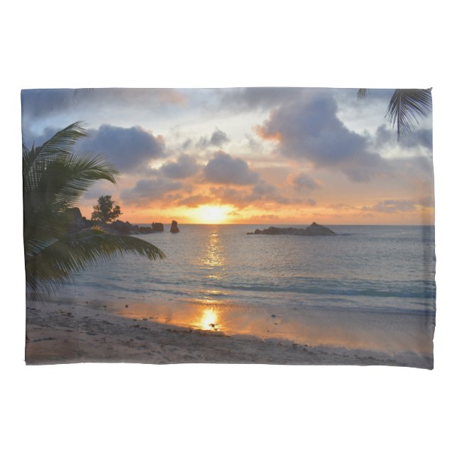 Ilha Tropical Seichelenses Palm Tree Sunset (Frente)
