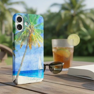 Ilha Tropical Watercolor Beach Palm