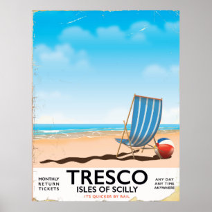 Ilhas de Tresco do poster do trem do vintage de