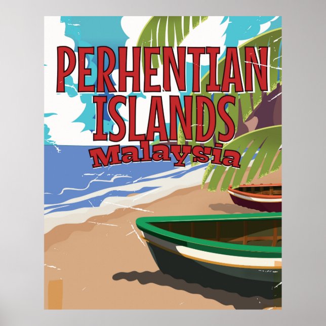 Ilhas Perhentian na Malásia, pôster de viagem vint (Frente)