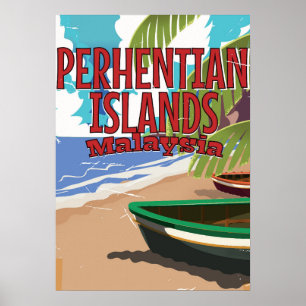 Ilhas Perhentis - poster de viagens vintage da Mal