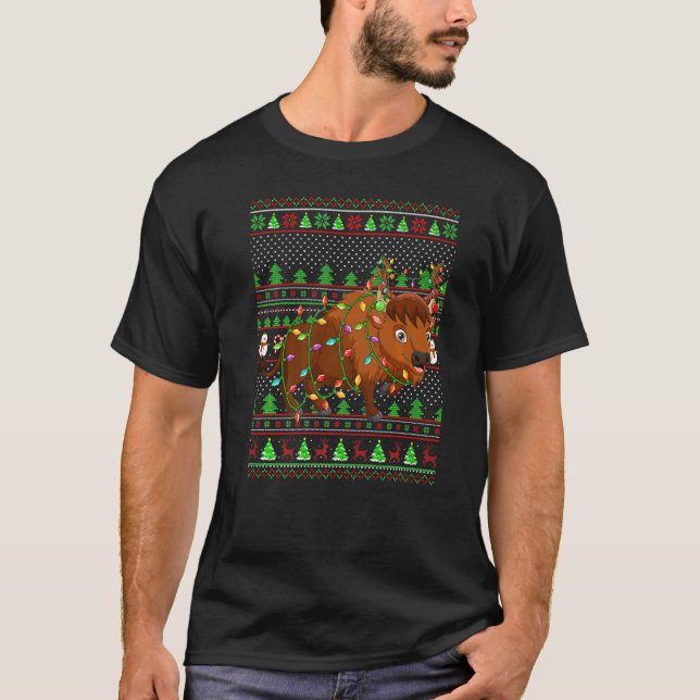 Iluminação de Bisonte no Estilo de Suéter de Natal (Frente)