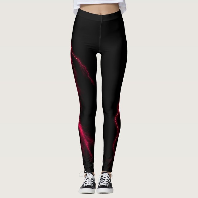 Iluminação Vermelha Ataca Leggings do Spandex (Frente)