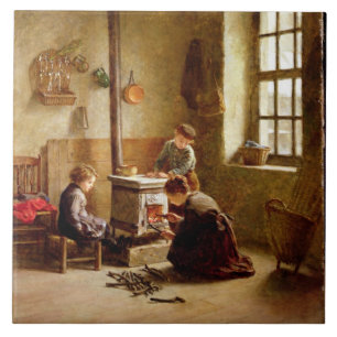 Iluminando o fogão, 1886 (óleo no painel)