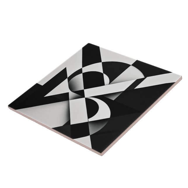 Ilusão geométrica abstrata em preto e branco (Lateral)