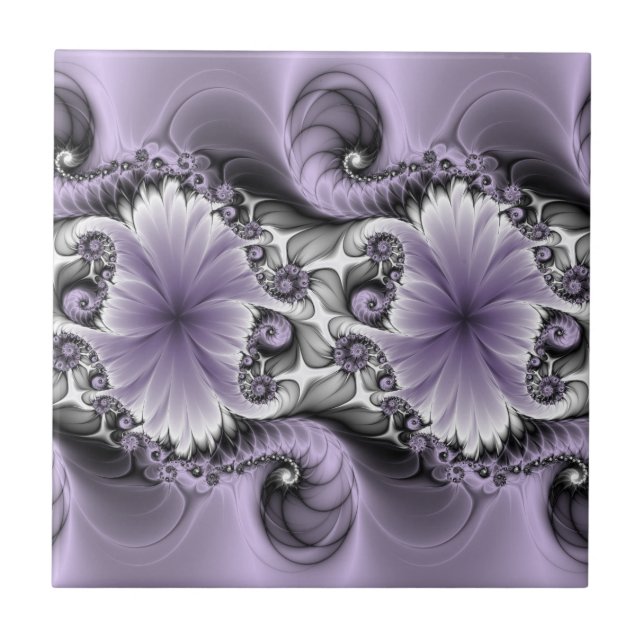Ilusão Lilás Arte Fantasia Floral Abstrata Fractal (Frente)