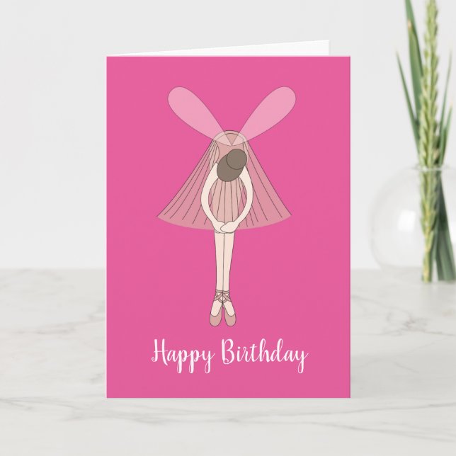 Ilusima Ballerina Fairy Pink Cartão de Aniversário (Frente)