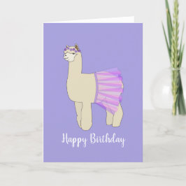 ilusima Ballerina Llama Cartão de Aniversário Roxo