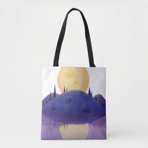 Ilustração Artística de Paisagem Noturna em Tote 