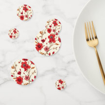 Ilustração Botânica Vermelha Vibrante