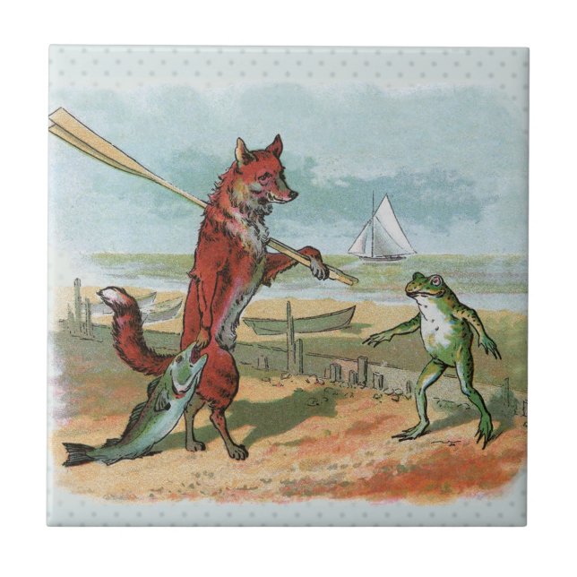 Ilustração Caprichosa de Raposa e Sapo na Praia Vi (Frente)